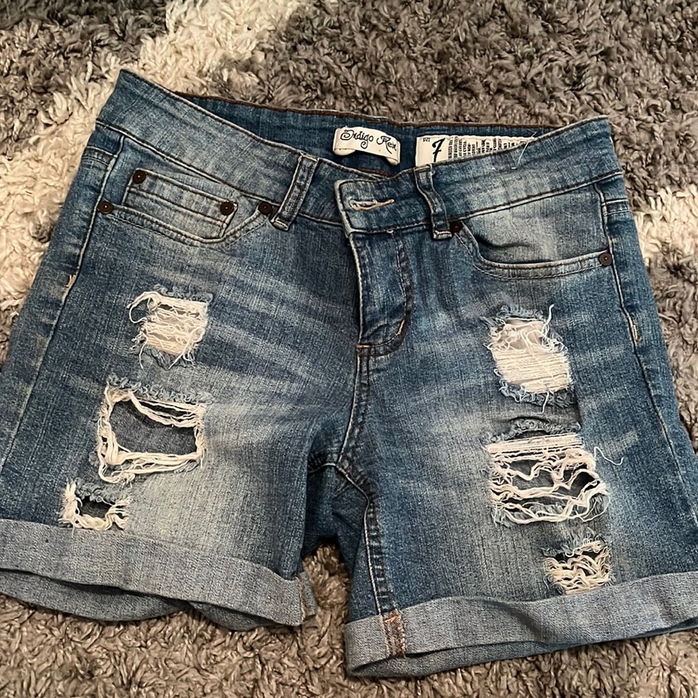 Light wash jean shorts